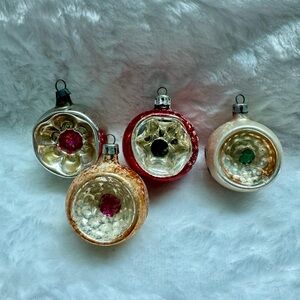 1950s Glass Indent Bauble Vintage Ornaments made in Germany and Poland